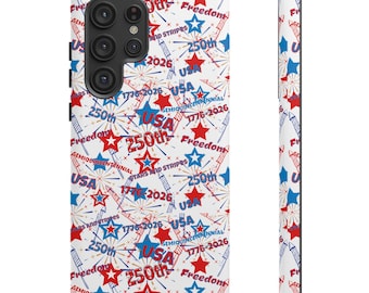 America's Birthday 250th Patriotic Firework Phone Case, Fourth of July, USA Independence Day, Red White Blue, Stars and Stripes, Americana