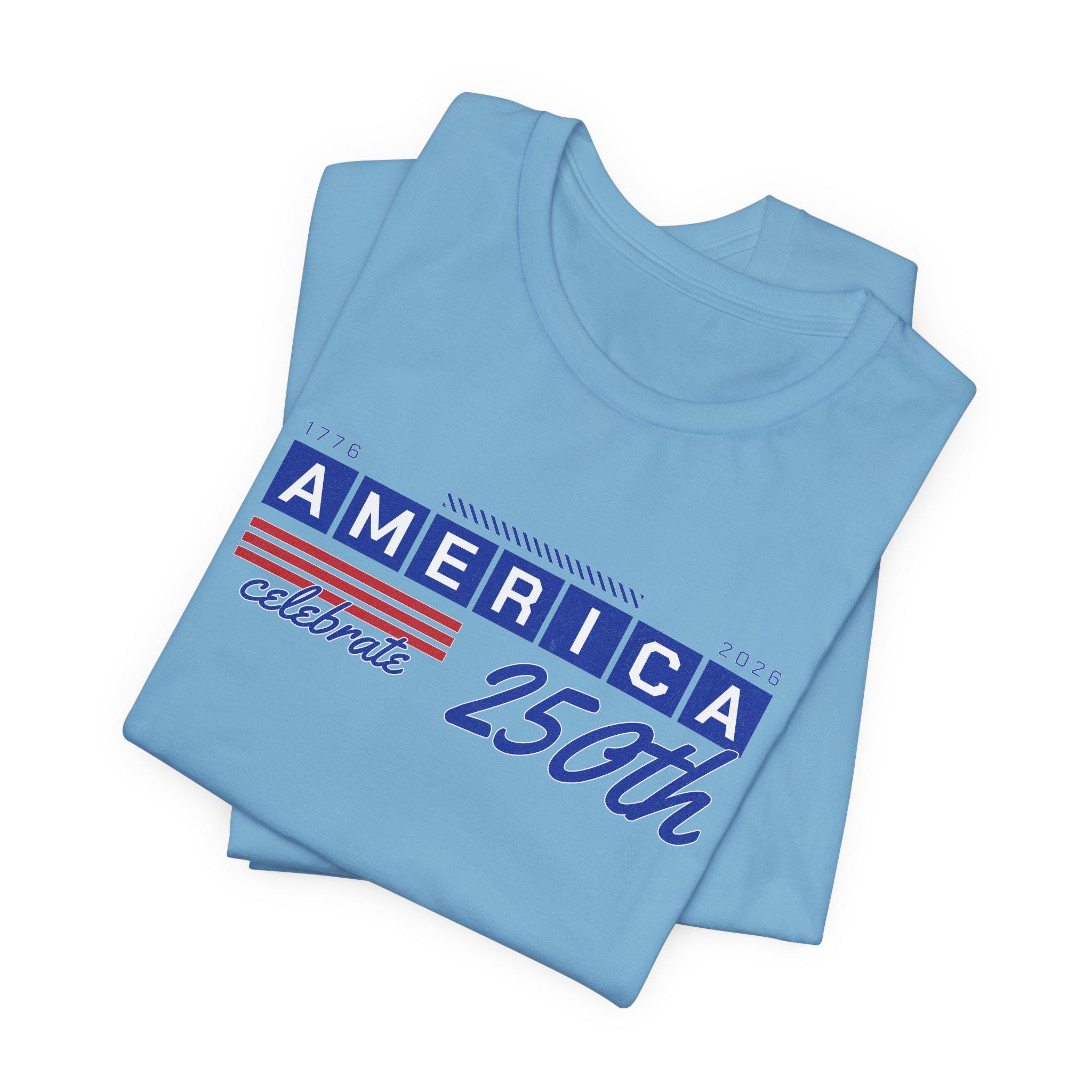 アメリカ建国250周年記念ユニセックスTシャツ、愛国的なお祭り、独立