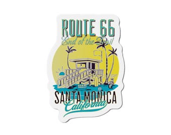 Route 66 Santa Monica California Retro Die-cut Magnet, Route 66