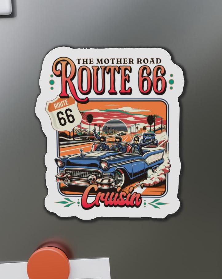 FordMotorCompany Route66 ヴィンテージ風 壁掛けアート Route 66 Antique Car Vintage Die-cut Magnet - Nostalgic Car Decor