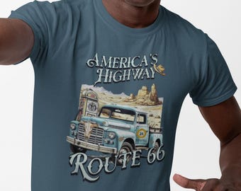 Route 66 Americas Highway Vintage Tee - Retro Travel Shirt, The Mother Road, Gift for Travelers, Motorcycle Road Trip, Road Trip T-Shirt