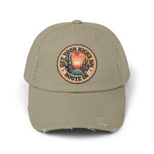 Route 66 Desert Highway Unisex Distressed Cap, Vintage Hat, Perfect Gift for Road Trip Lovers, Travelers Gift, Biker Gift, Gift for Dad