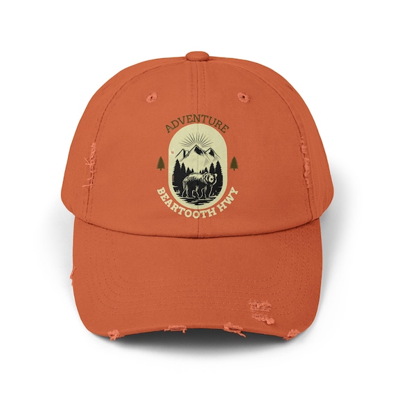 Beartooth Hwy Adventure Distressed Cap - Yellowstone Hat, Camping