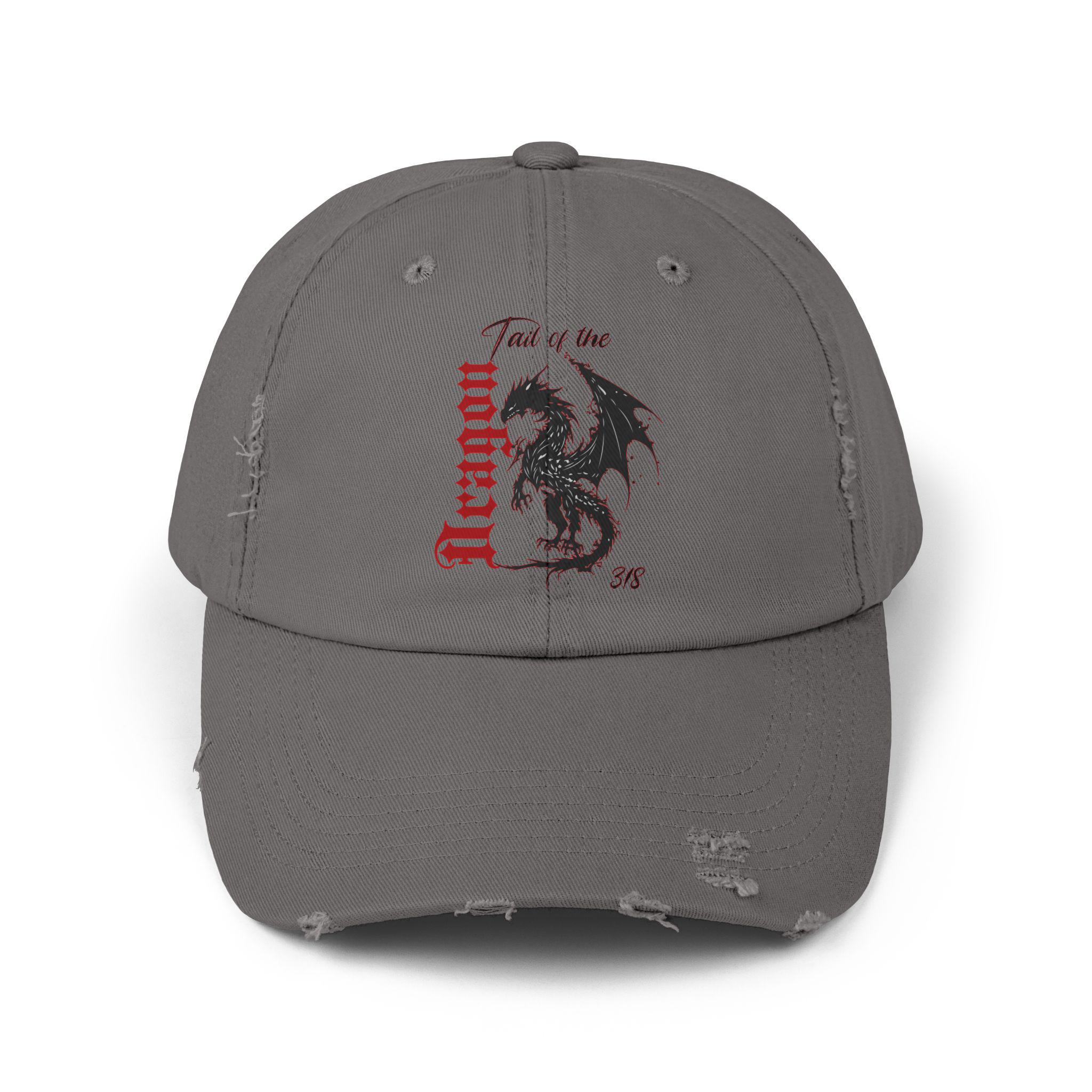 Tail of the Dragon Vintage Distressed Cap, Hat for Fantasy Lovers 