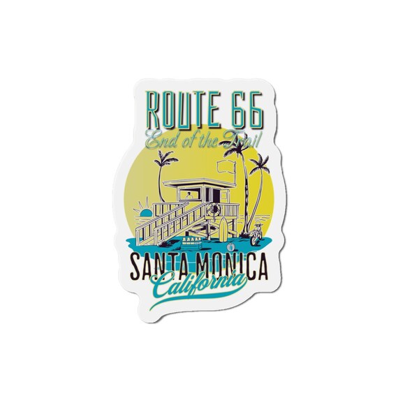 Route 66 Santa Monica California Retro Die-cut Magnet, Route 66