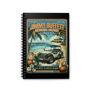 Jimmy Buffett Tropical Beach Vibe Spiral Notebook - Jimmy Buffett Design, Travel Journal, Gift for Music Lovers, Beach Decor, Parrothead