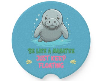 Manatee Sandstone Car Coaster - Sjöko, sjöjungfruälskare, knubbig manat, födelsedagspresent, Florida knubbig sjöjungfru, rolig present, present till mamma
