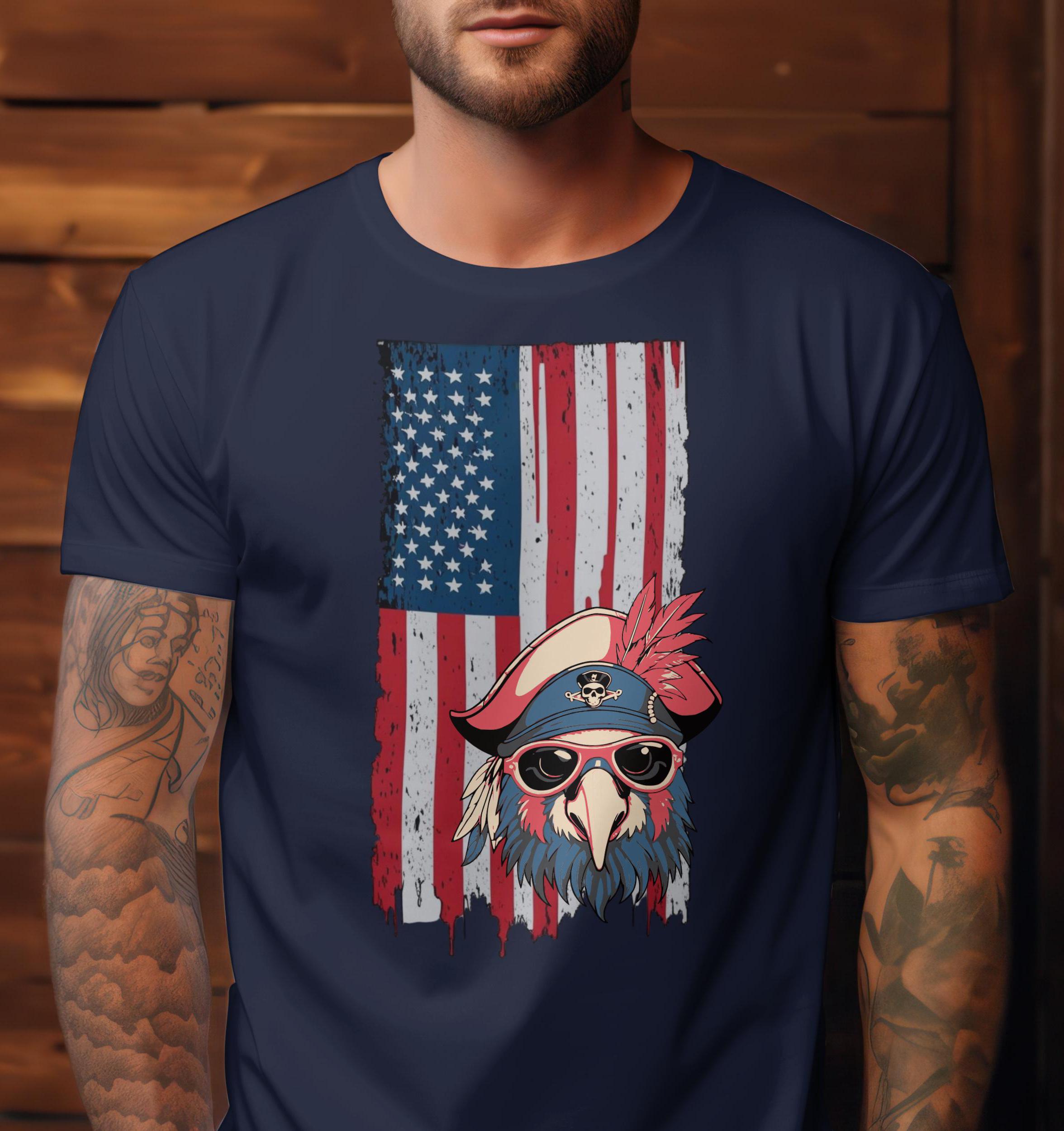 Jimmy Buffett Patriotic Pirate Parrot Tee, Parrothead