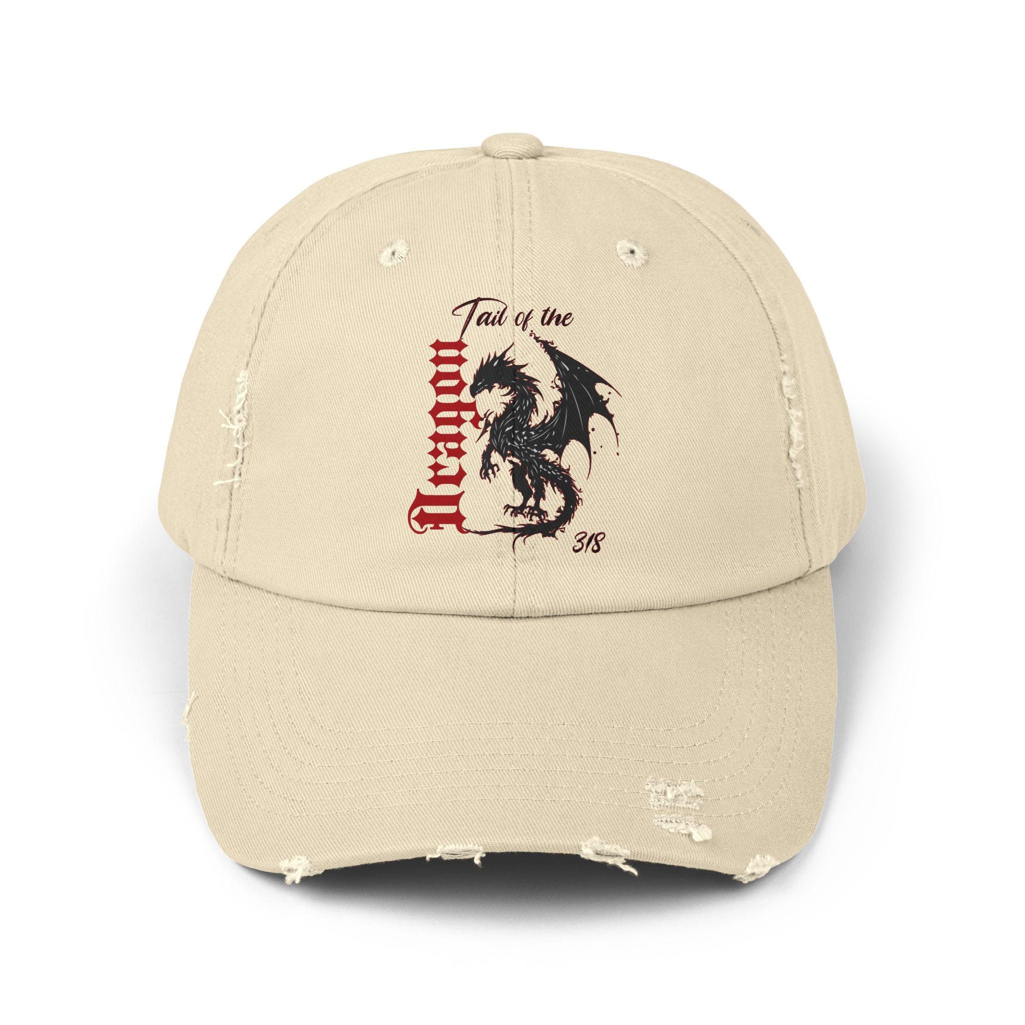 Tail of the Dragon Vintage Distressed Cap, Hat for Fantasy Lovers