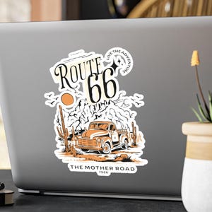 Route 66 Vintage Kiss-Cut Vinyl Decals - Historic Retro Adventure Stickers for Travelers, Nostalgic Hwy, Laptop decal, Gift Idea, Desert Hwy