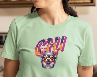 Camiseta unisex de manga corta con estampado de perro chihuahua. Regalo único para dueños de perros. El mejor regalo para amantes de los perros y fanáticos de los chihuahuas.