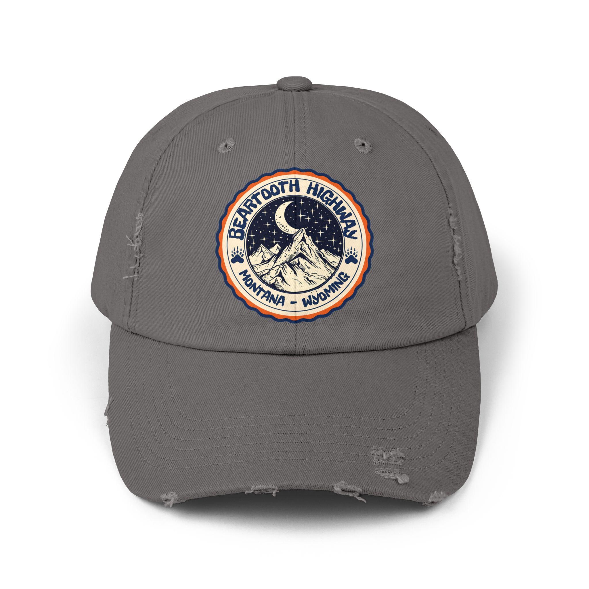Beartooth Highway Design Unisex Distressed Cap, Travel Accessory