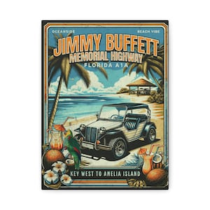 Jimmy Buffett Canvas Art Print, Beach Vibe Decor for Home, Jimmy Buffett Inspired Wall Art, Nautical Gift, Beach Lovers, Coastal Wall Decor