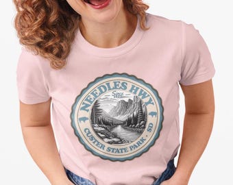 Maglietta unisex a maniche corte Needles Hwy Custer State Park Black Hills South Dakota, regalo per escursionisti, Buffalo Roundup, regalo per viaggiatori, regalo per backpacker
