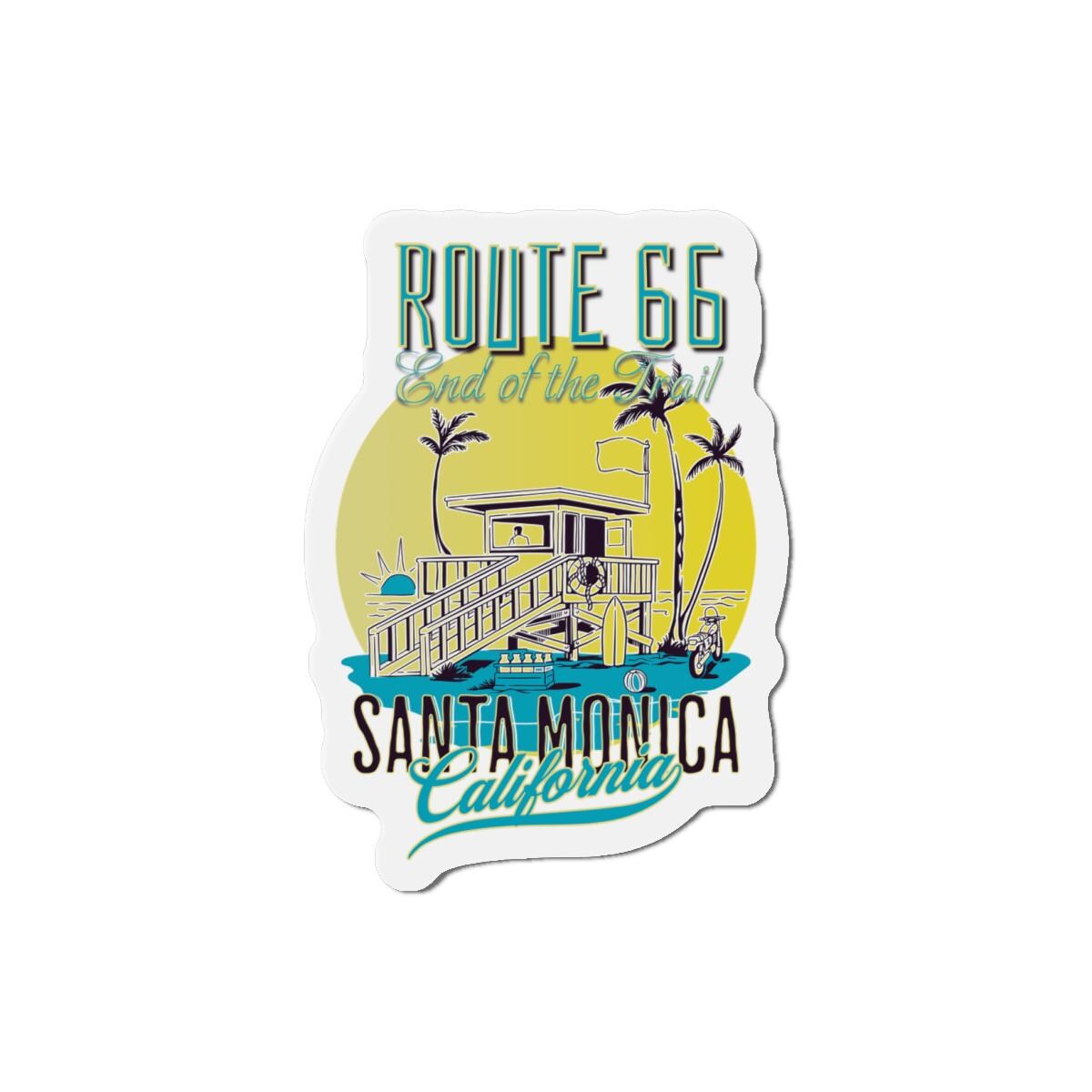 Route 66 Santa Monica California Retro Die-cut Magnet, Route 66