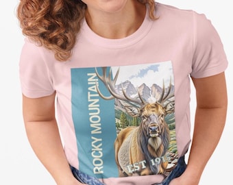 Rocky Mountain National Park Bull Elk Graphic Tee, Nature Lover Shirt, Outdoor Adventure Apparel, Vintage Mountain Tee, Estes Park, Colorado