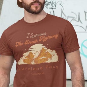 Loveland Pass Colorado I Survived The Death Highway Unisex Jersey Short Sleeve, Rocky Mountains, Vail Colorado, Denver Colorado, Ski Resort