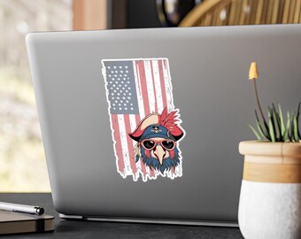Adesivo in vinile con pappagallo pirata Jimmy Buffett, Parrothead, Key West, regali per i fan dei pirati, Americana, patriottico, decorazione con bandiera americana, pappagallo