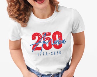 America's Birthday 250th Patriotic in Red Unisex Short Sleeve T-Shirt-Independence Day, America Celebration, 4th of July, Red White and Blue