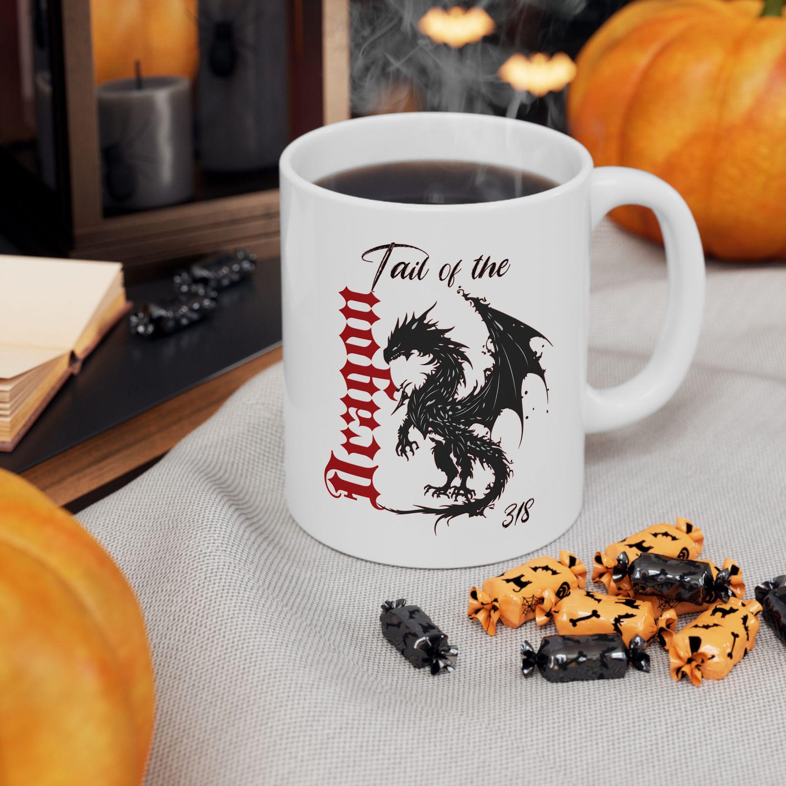 Tail of the Dragon Ceramic Mug - Dragon Coffee Cup, Fantasy Mug, Dragon ...
