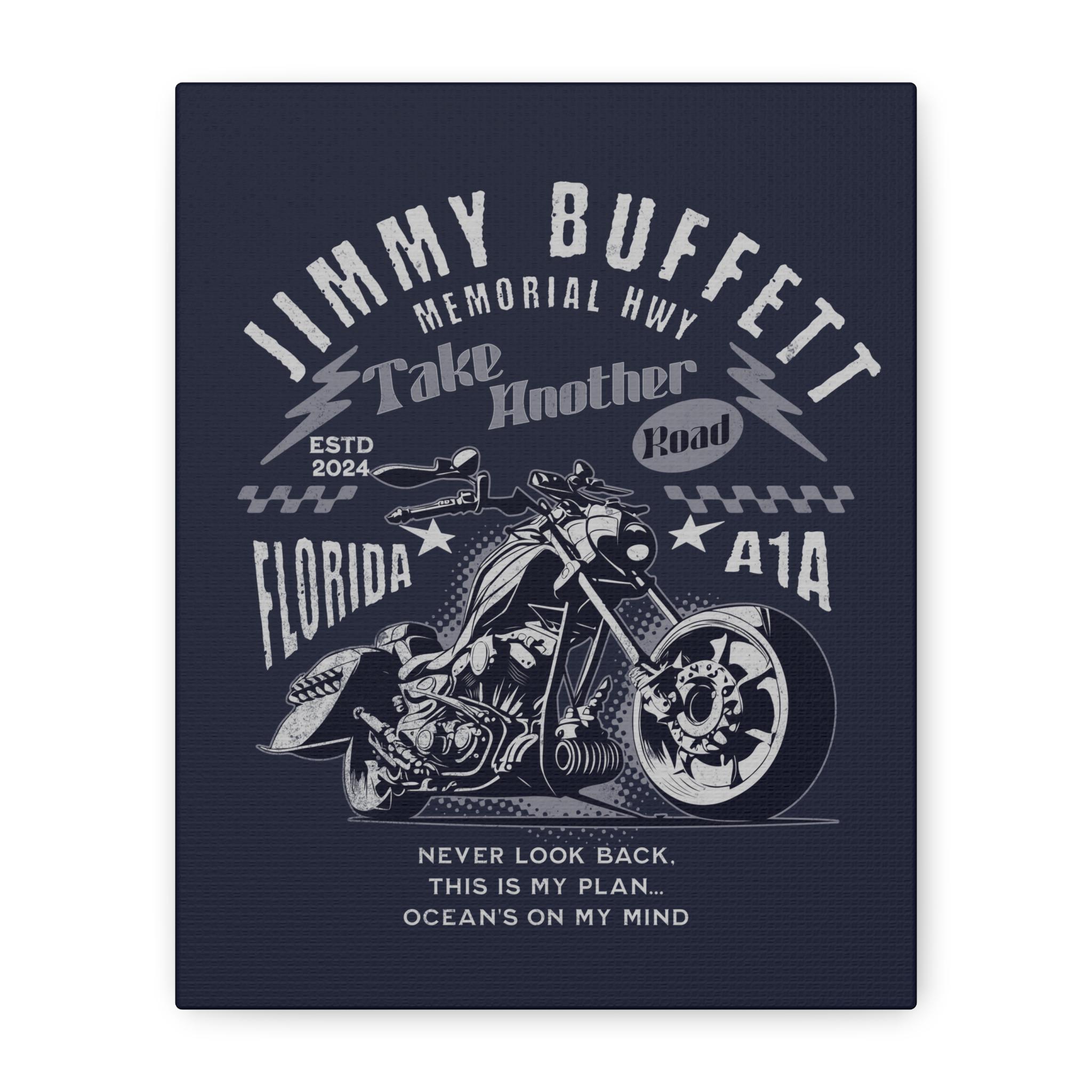 Jimmy Buffett Motorcycle Art Canvas Print, Wall Decor, Biker Gift