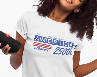アメリカ建国250周年記念ユニセックスTシャツ、愛国的なお祭り、独立