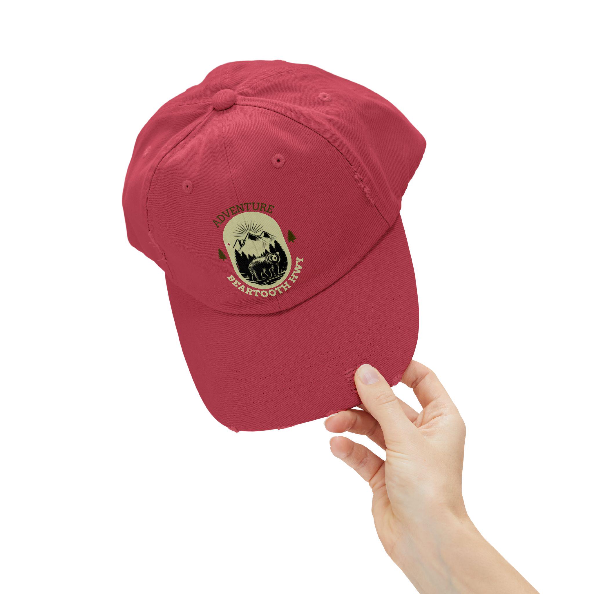 Beartooth Hwy Adventure Distressed Cap - Yellowstone Hat, Camping
