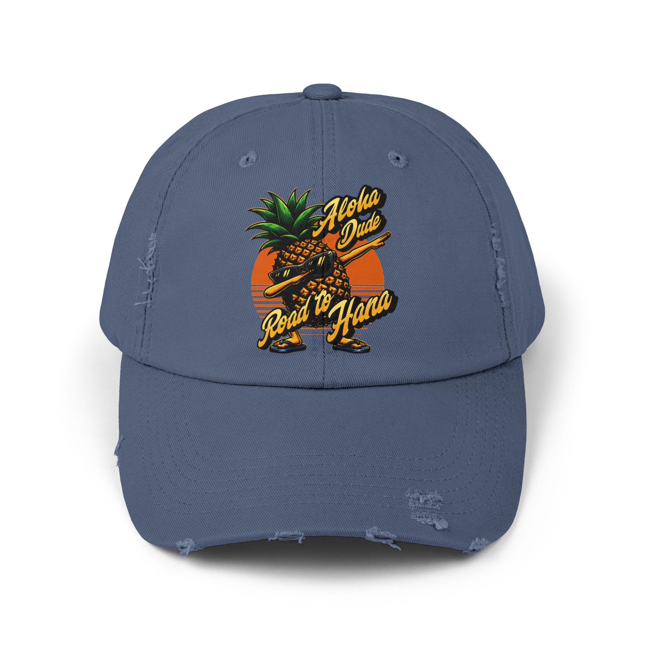 Road to Hana Aloha Dude Distressed Cap, Maui Hana Hat, Hawaii Cap