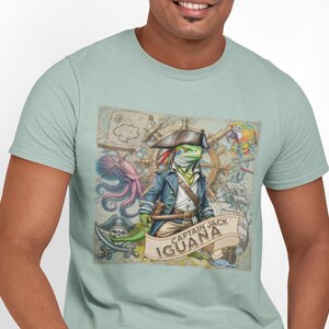 Camiseta de iguana pirata Capitán Jack Iguana - Divertida camiseta de iguana, amante de los reptiles, lagarto, día del padre, disfraces de Halloween, camiseta pirata, Jolly Roger