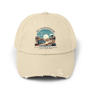Route 66 Retro Cap, Vintage Distressed Unisex Hat, Chicago to Santa Monica, Get Your Kicks, Travelers Gift, Retirement Gift, Biker Gift