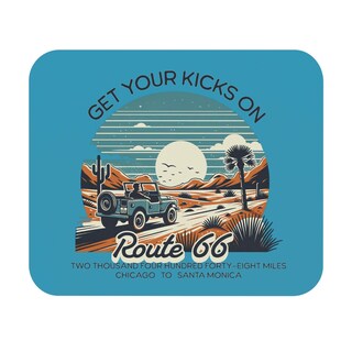 Tappetino Per Mouse Route 66 - Moto E Auto D'Epoca Su Mappa USA - 240x200 Mm - Superficie Tessuto Ad Alta Precisione