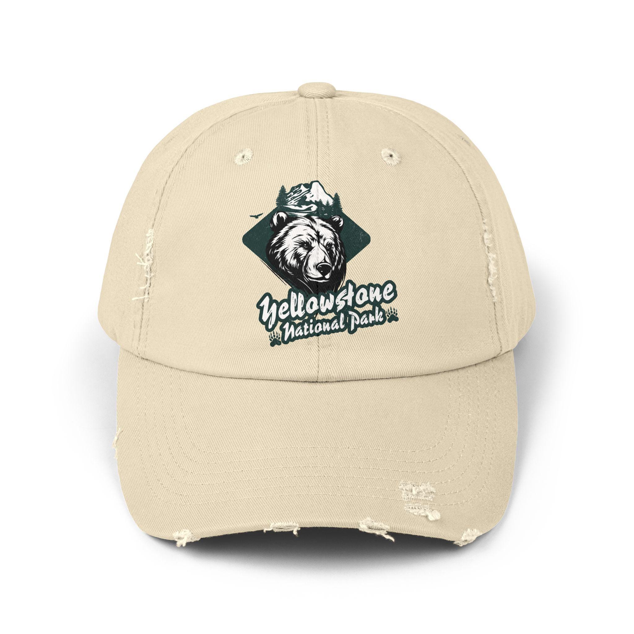 Yellowstone National Park Grizzly Bear Unisex Distressed Cap 