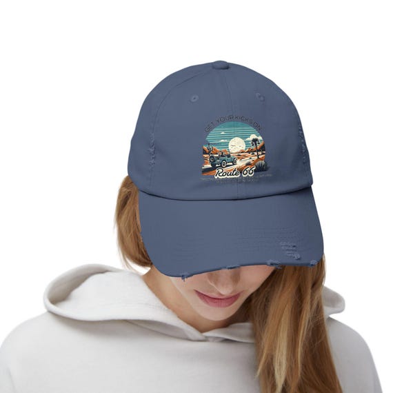 Route 66 Retro Cap, Vintage Distressed Unisex Hat, Chicago to