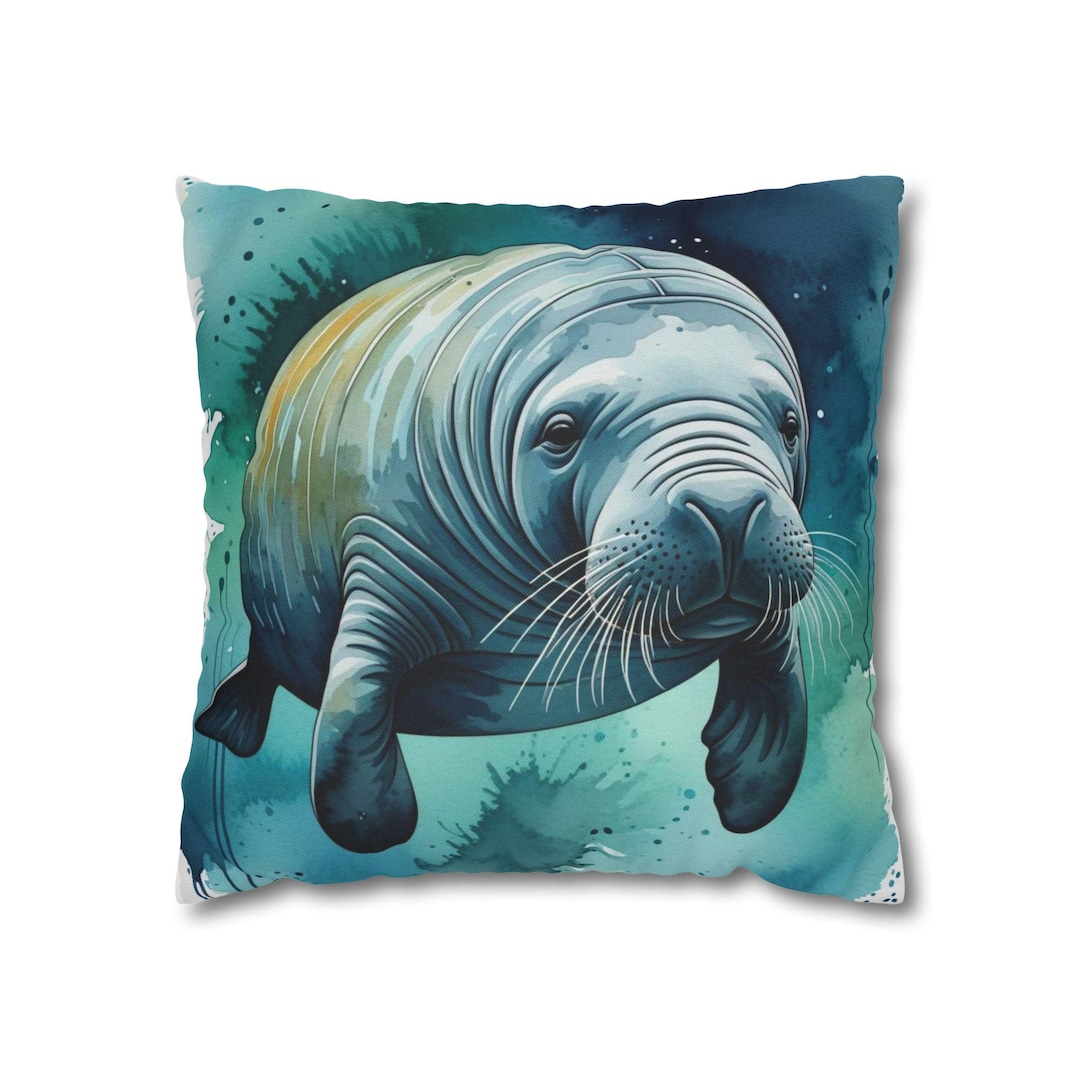 manatee-watercolor-art-pillowcase-decorative-pillow-cover-ocean-theme