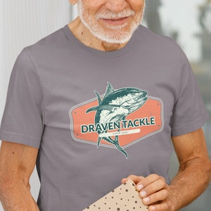 Draven Tackle Orange Abzeichen, Angeln, Hochseefischen, Turnierfischen, Bill Fischfischen, Bestes Fischen, Unisex Jersey Kurzarm T-Shirt