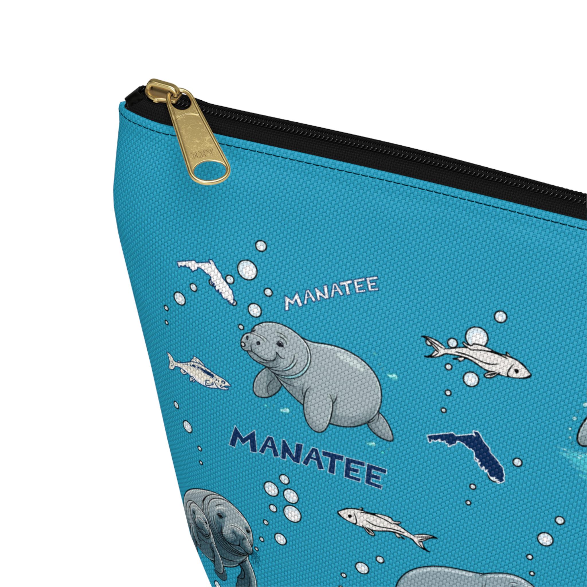 POFULL Seekuh Kosmetiktasche – Mit Aufdruck „I'm Watching Manatees“ – 23,4x17,3 Cm, Baumwollleinen – Wasserabweisend