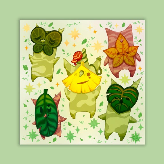 Korok Art Print | Legend of Zelda Illustration, Whimsical Nature