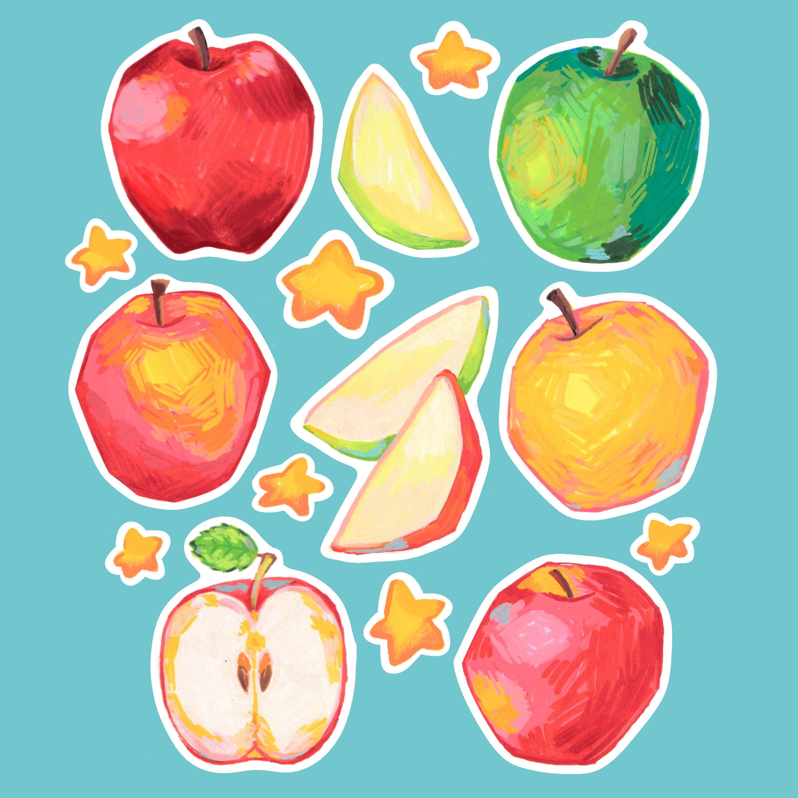 Apple Sticker Sheet | Hand-drawn Planner Stickers - Etsy