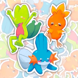 Gen 3 Starter Sticker Pack | Treecko Torchic Mudkip | Nostalgia Video Game Stickers