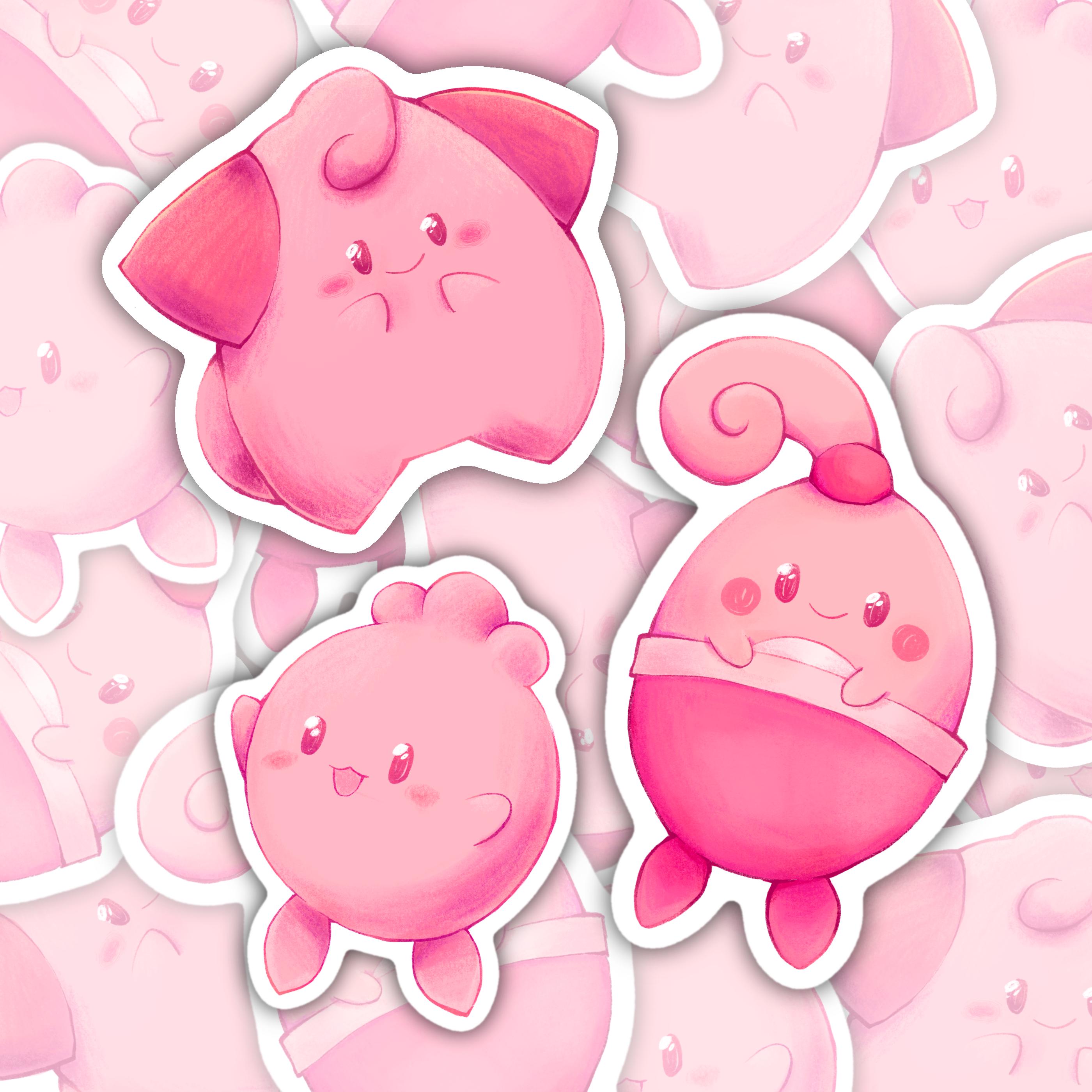 Cleffa Happiny Igglybuff Sticker Pack | Pink Babies Trio Nostalgia ...