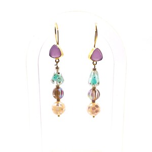 Bohemian Czech Glass Dangle Earrings: Handmade Fishhook Beaded Jewelry Gift for Women