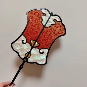 Natural Mother-of-Pearl Fan, Handmade Wedding Fan, Ruyi Pattern Brocade Fan, Exquisite Handheld Bridal Fan, Retro Wedding Fan, Gift for Her