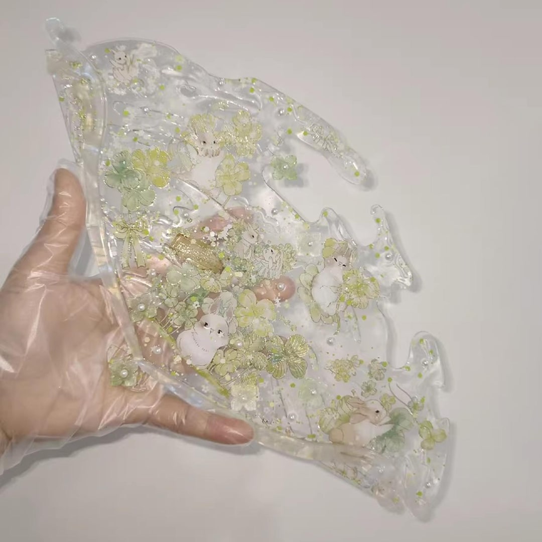 Handmade Cartoon Rabbit Drip Glue Fan: Water Ripple Design - Etsy