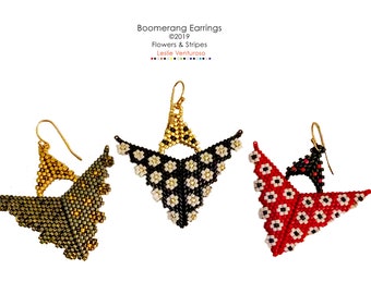 Boomerang Earrings - Flower Pattern -KIT/TUTORIAL