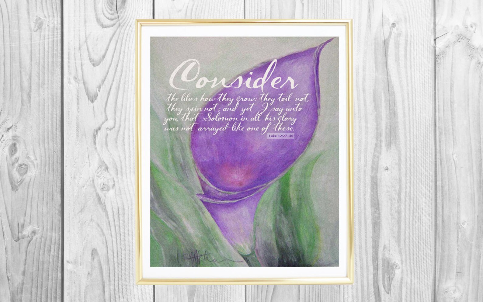 Consider the Lilies Purple Lily Flower Luke 1227 Mix Media Etsy