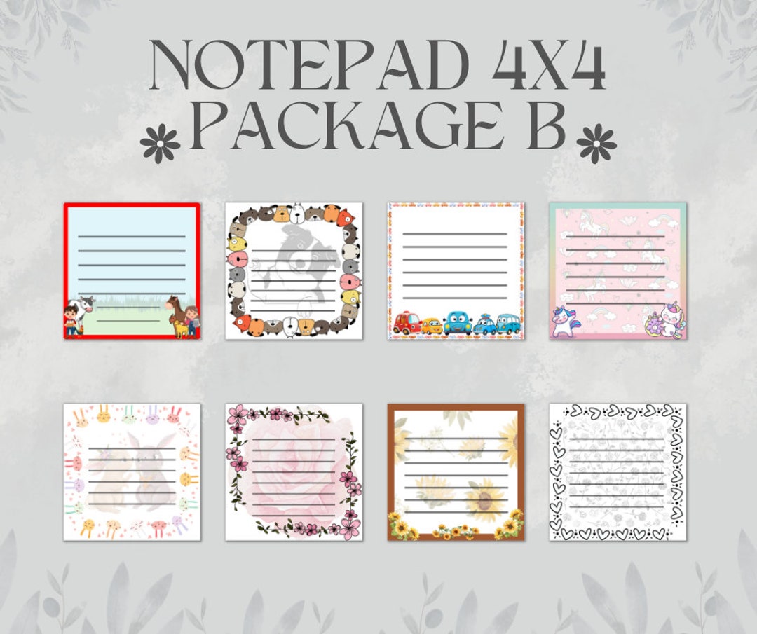 Notepad Package B With 4x4 Inch Size. Easy to Print Because It is in ...