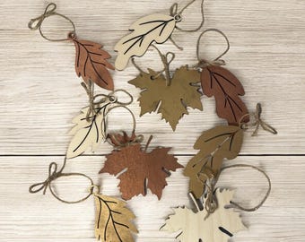 Autumn wooden leaf pendant | Autumn decoration wooden autumn leaves | Maple oak birch | Natural decoration vase window garland | Boho decoration autumn for hanging