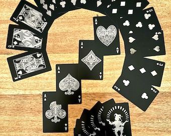 Personalized Metal Rummy Playing Cards Set | Black | Luxury Playing Cards, 110 Cards, Fully Anodized Aluminum, Personalized Card Set