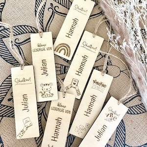 School enrollment gift bookmark personalized with name made of wood, school introduction gift personalized, bookmark with name, schoolchild