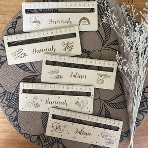 School enrollment gift ruler with reading aid personalized with name made of wood, school introduction ruler with name, gift for the beginning of school